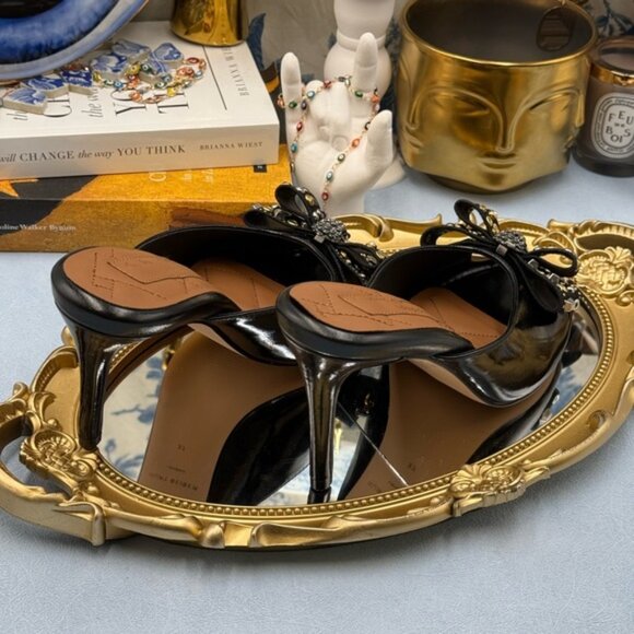 🆕 KURT GEIGER LONDON 🧿 NWOB Belgravia Stud Bow Mule Heel, Black - Sz 37 US 7 - Picture 12 of 15